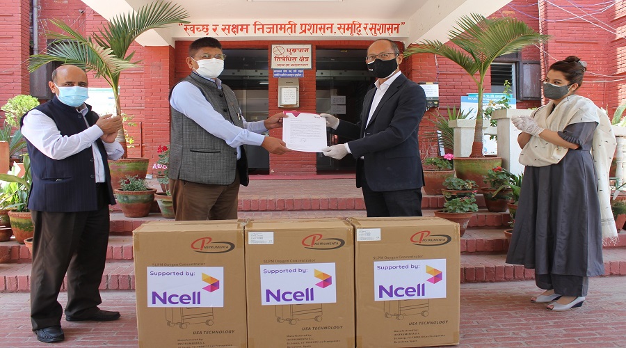 Ncell extends support to government hospitals with oxygen concentrators