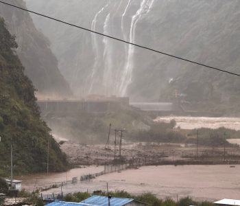 Landslide damages structures at Upper Tamakoshi Hydropower Project